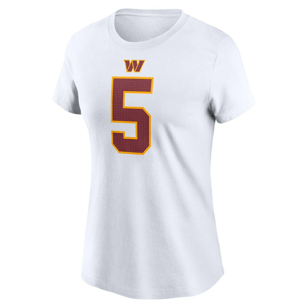 Jayden Daniels Washington Commanders Women's Super Bowl Era Name & Number T-Shirt - White for sale