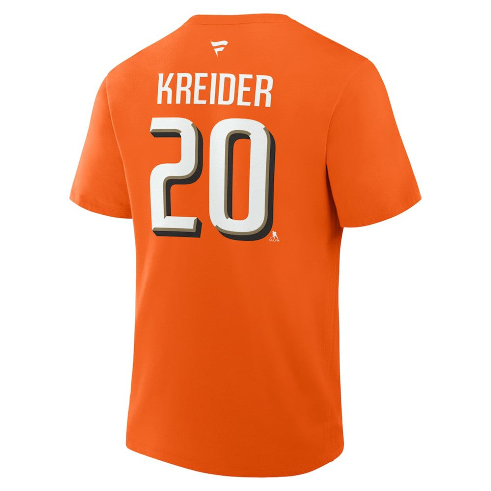 Chris Kreider Anaheim Ducks Fanatics Authentic Stack Name & Number T-Shirt - Orange T-shirts