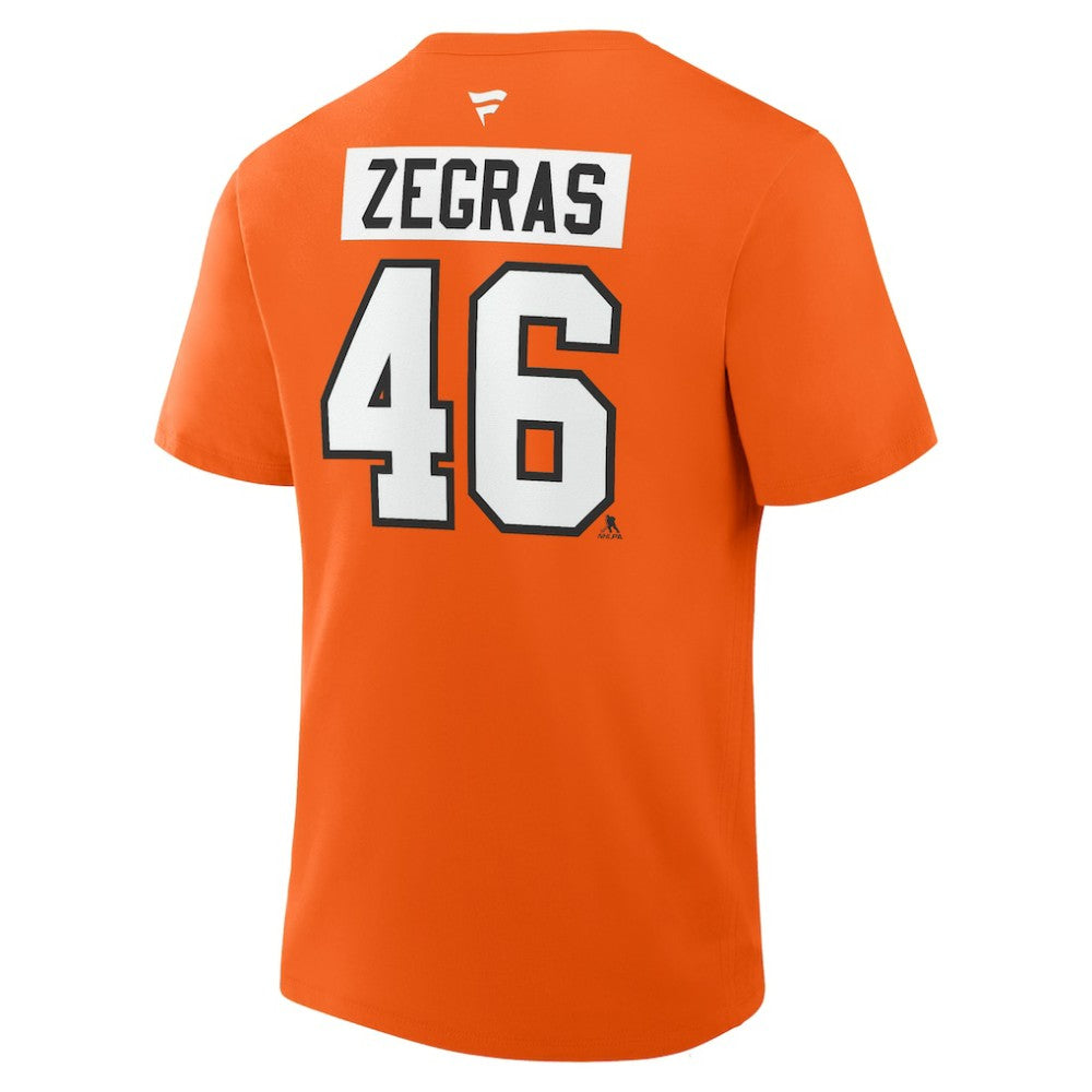 Trevor Zegras Philadelphia Flyers Fanatics Authentic Stack Name & Number T-Shirt - Orange T-shirts