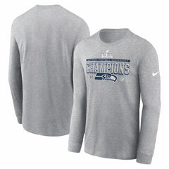 Seattle Seahawks 2025 NFC Champions Locker Room Trophy Collection Long Sleeve T-Shirt - Heather Gray for sale