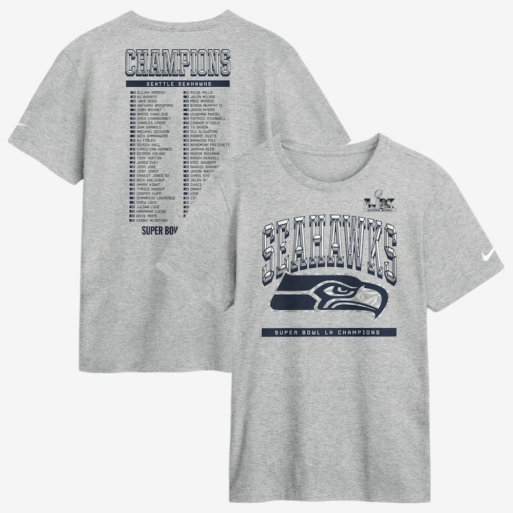 Seattle Seahawks Super Bowl LX Champions Ice Classic Roster T-Shirt - Heather Gray sale