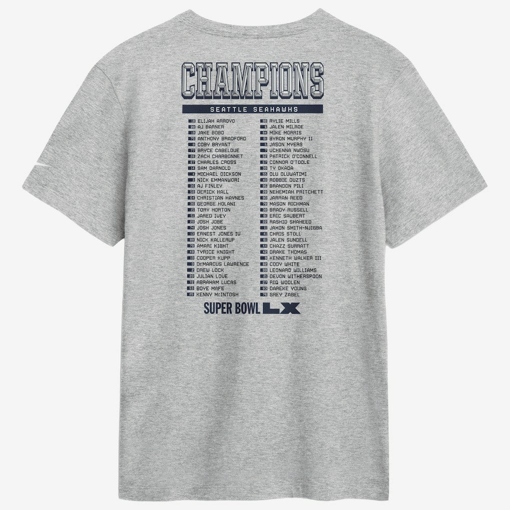Seattle Seahawks Super Bowl LX Champions Ice Classic Roster T-Shirt - Heather Gray sale
