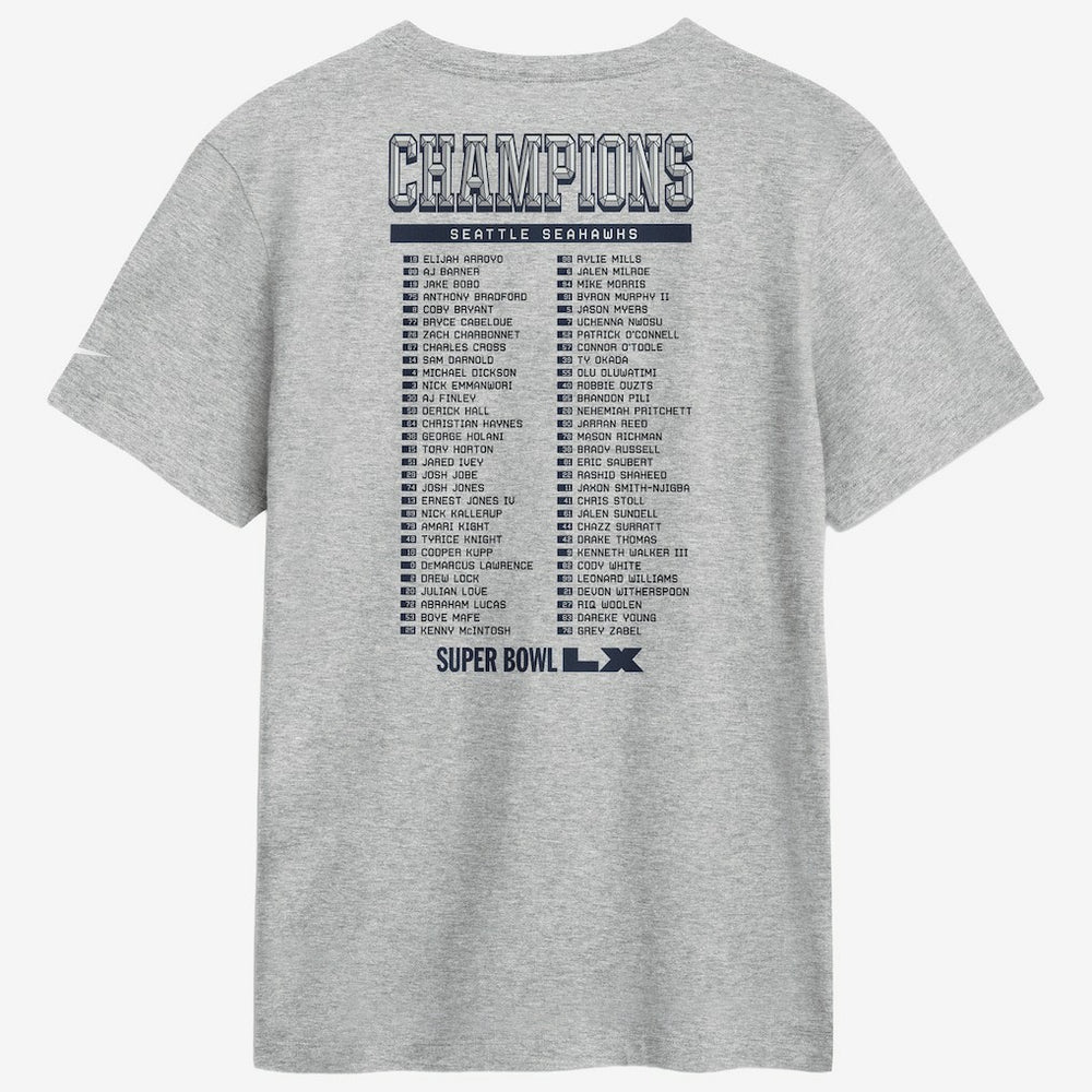 Seattle Seahawks Super Bowl LX Champions Ice Classic Roster T-Shirt - Heather Gray sale
