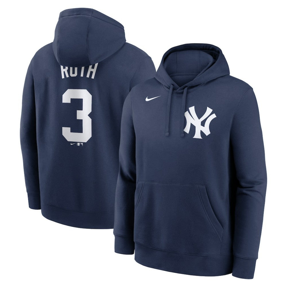Babe Ruth New York Yankees Retired Player Name & Number Club Pullover Hoodie Navy
