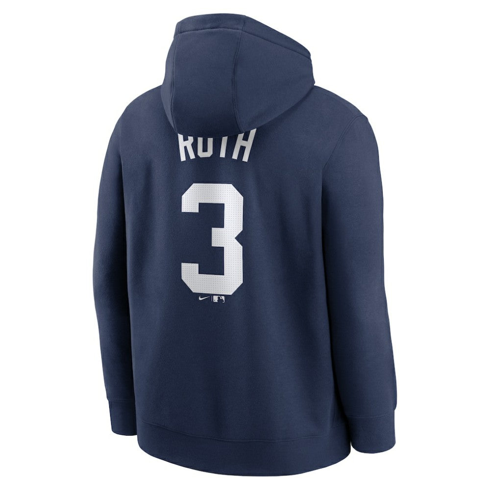 Babe Ruth New York Yankees Retired Player Name & Number Club Pullover Hoodie Navy