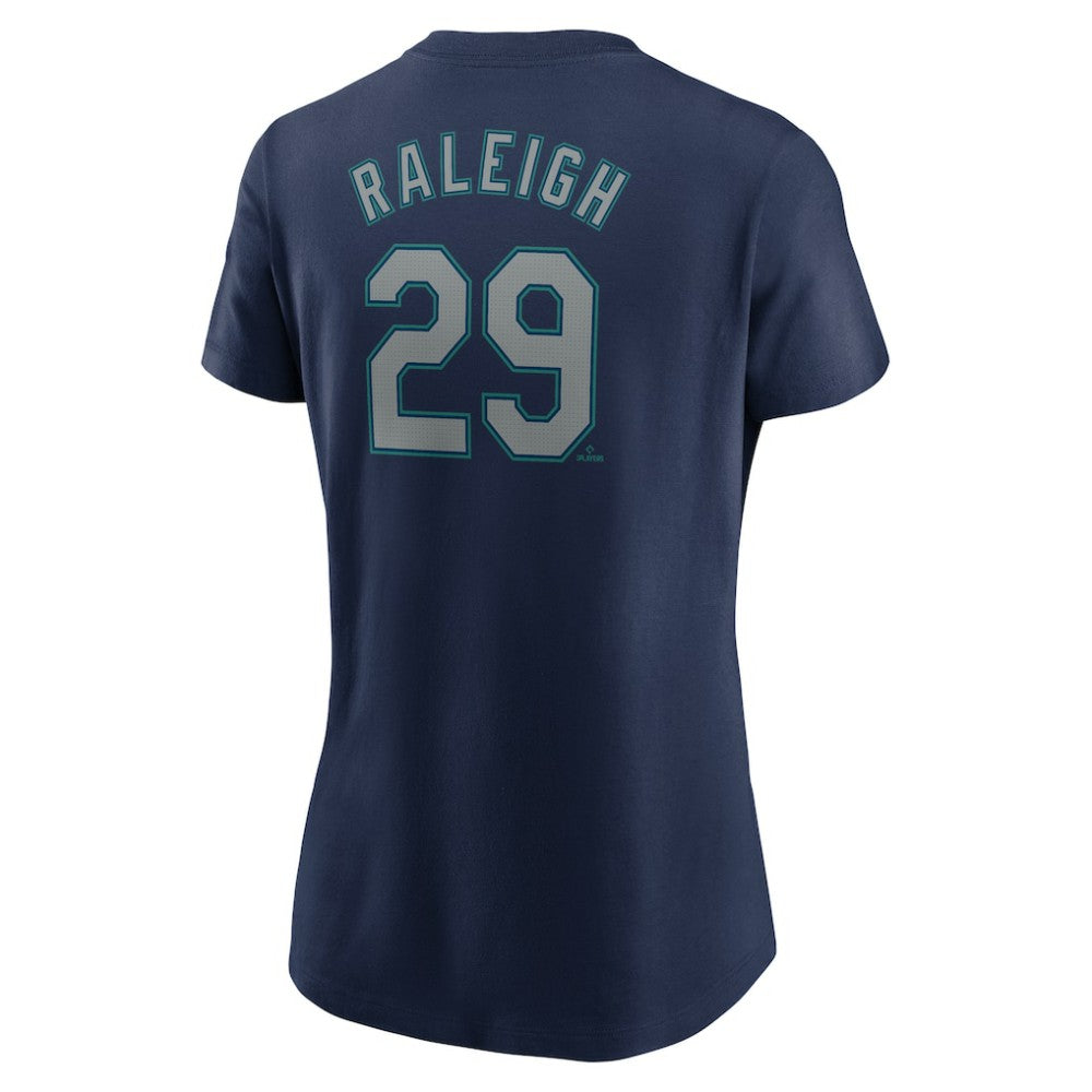 Cal Raleigh Seattle Mariners Women's Cooperstown Collection Fuse Name & Number T-Shirt Navy