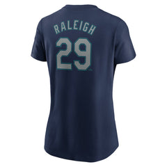 Cal Raleigh Seattle Mariners Women's Cooperstown Collection Fuse Name & Number T-Shirt Navy