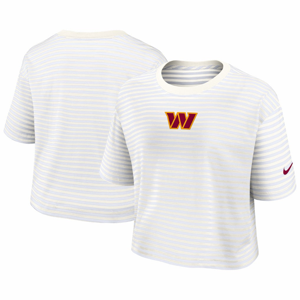 Washington Commanders Women's Striped Cropped T-Shirt - Yellow/Cream online