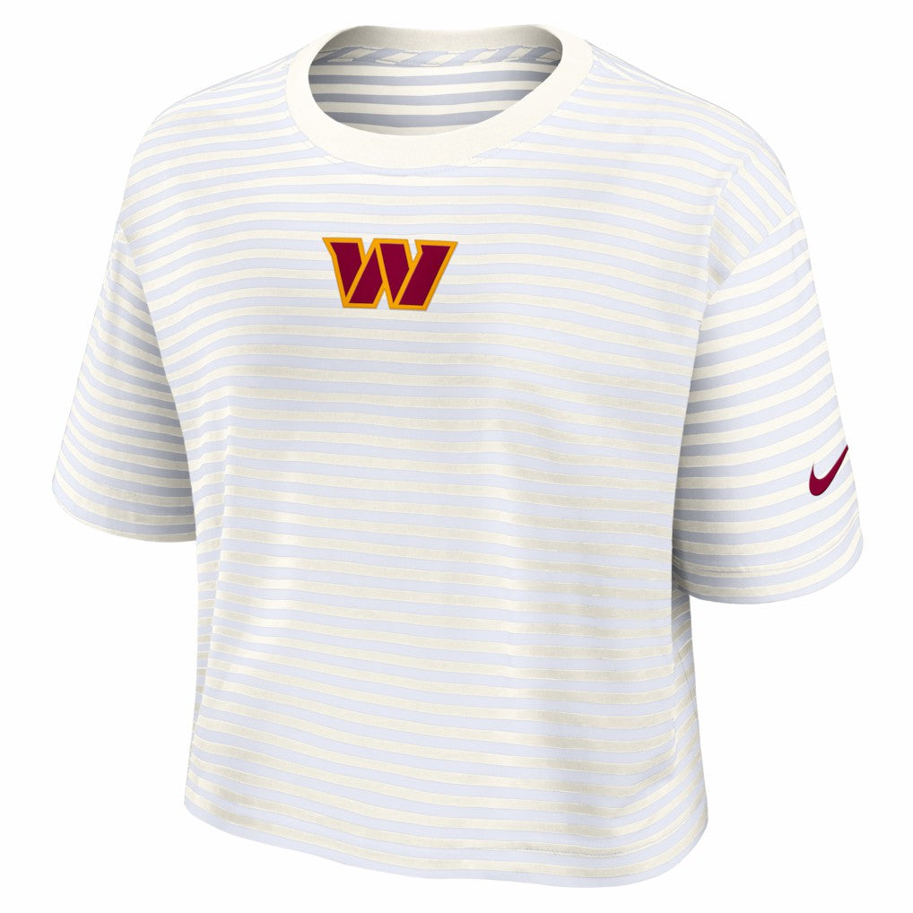 Washington Commanders Women's Striped Cropped T-Shirt - Yellow/Cream online