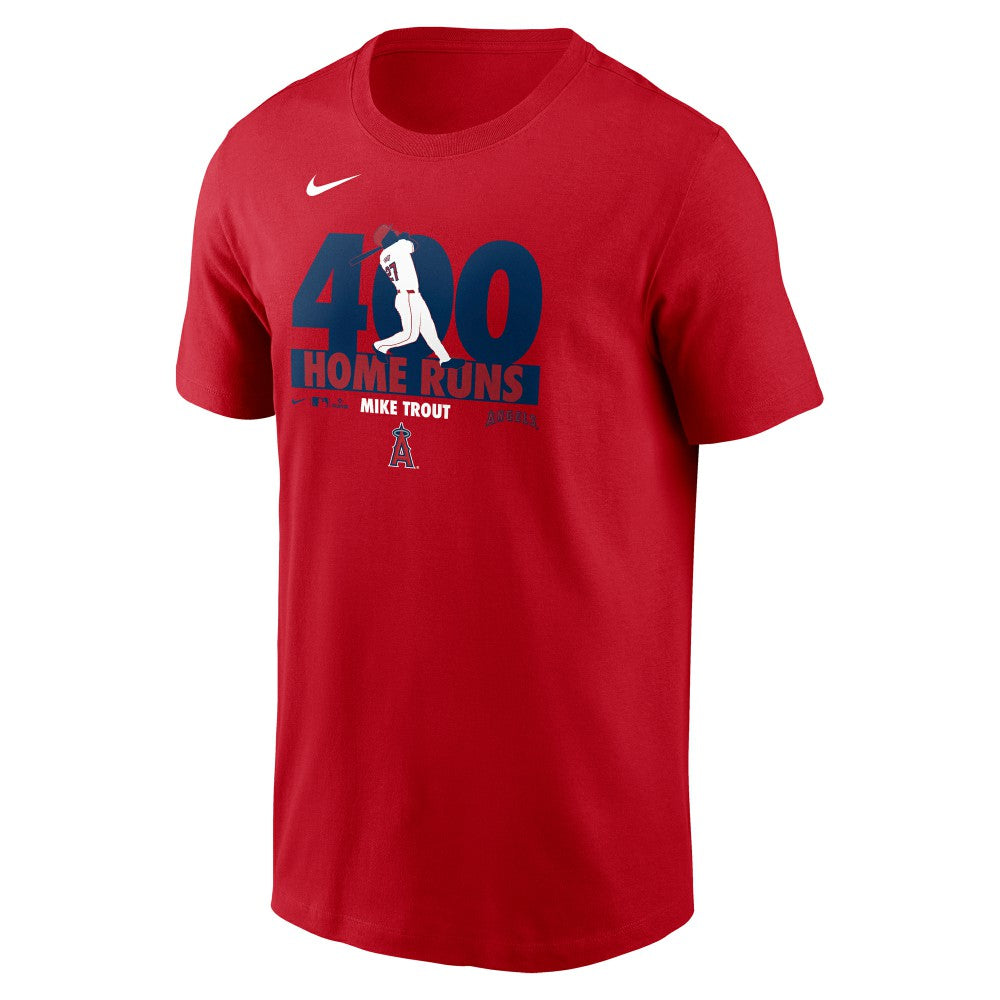 Mike Trout Los Angeles Angels 400 Career Home Runs T-Shirt Red
