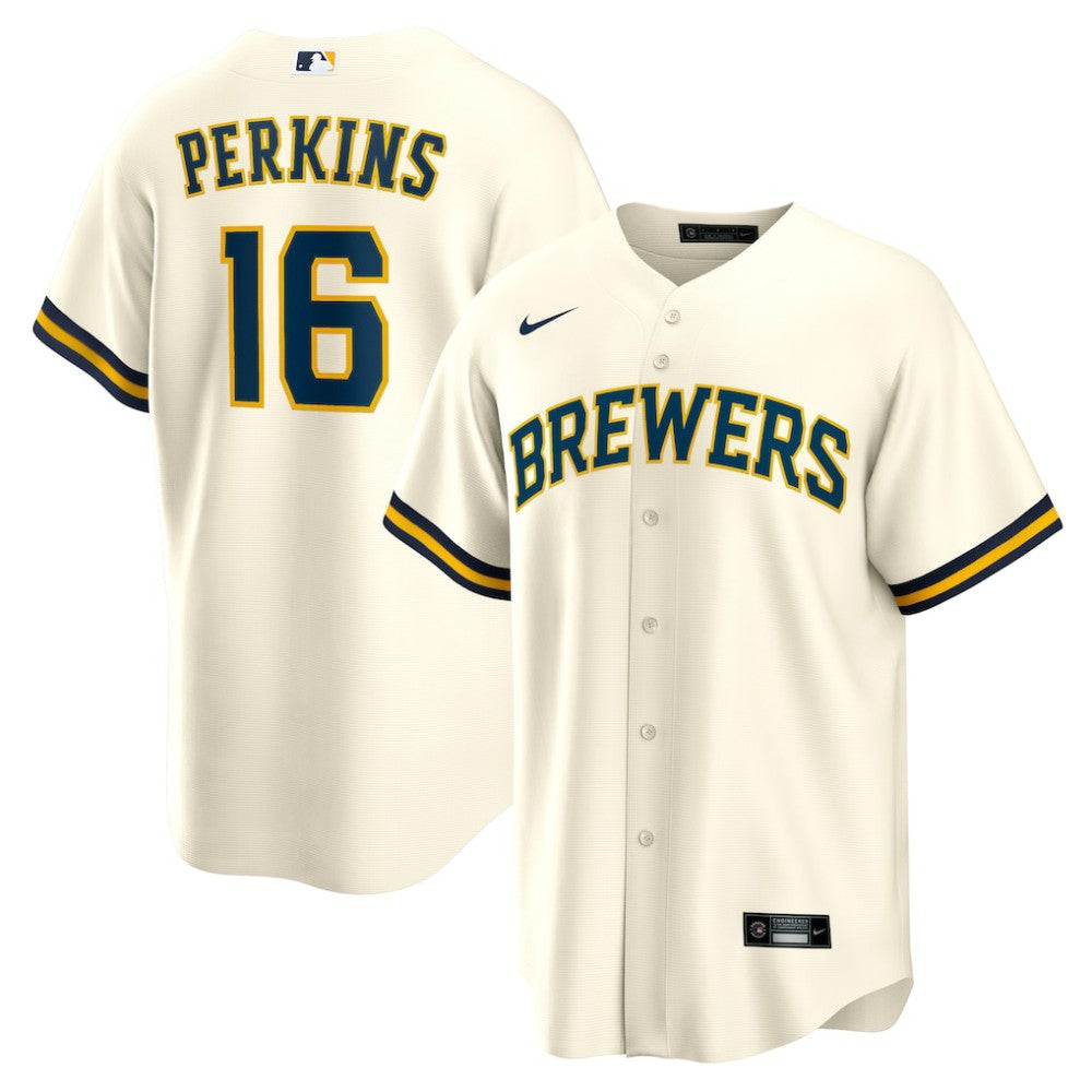 Blake Perkins Milwaukee Brewers Home Replica Jersey Cream