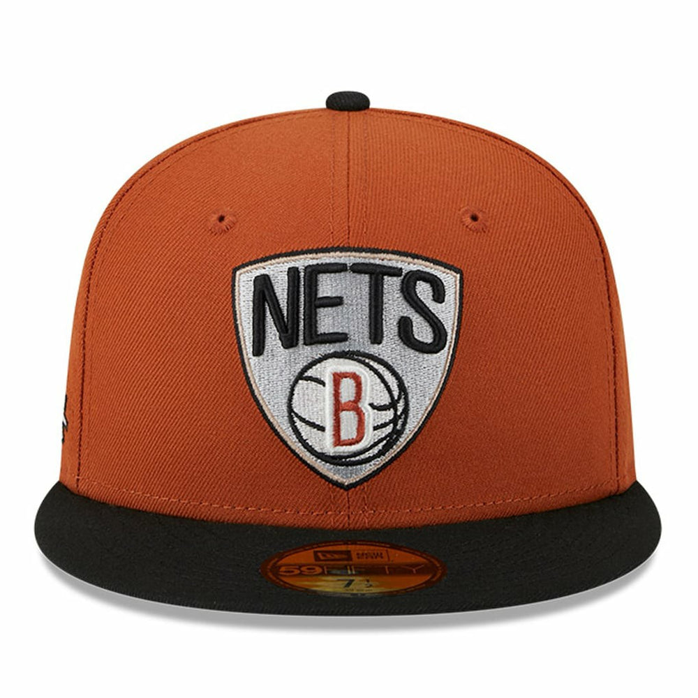 Brooklyn Nets Two-Tone 59FIFTY Fitted Hat - Rust/Black cheap