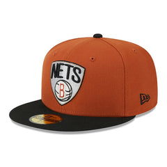 Brooklyn Nets Two-Tone 59FIFTY Fitted Hat - Rust/Black cheap