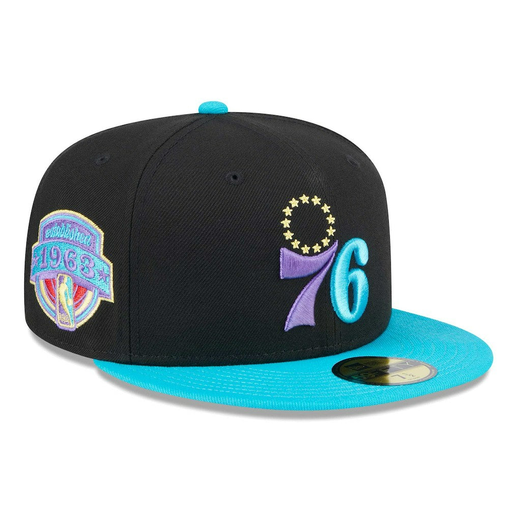 Philadelphia 76ers Arcade Scheme 59FIFTY Fitted Hat - Black/Turquoise outlet