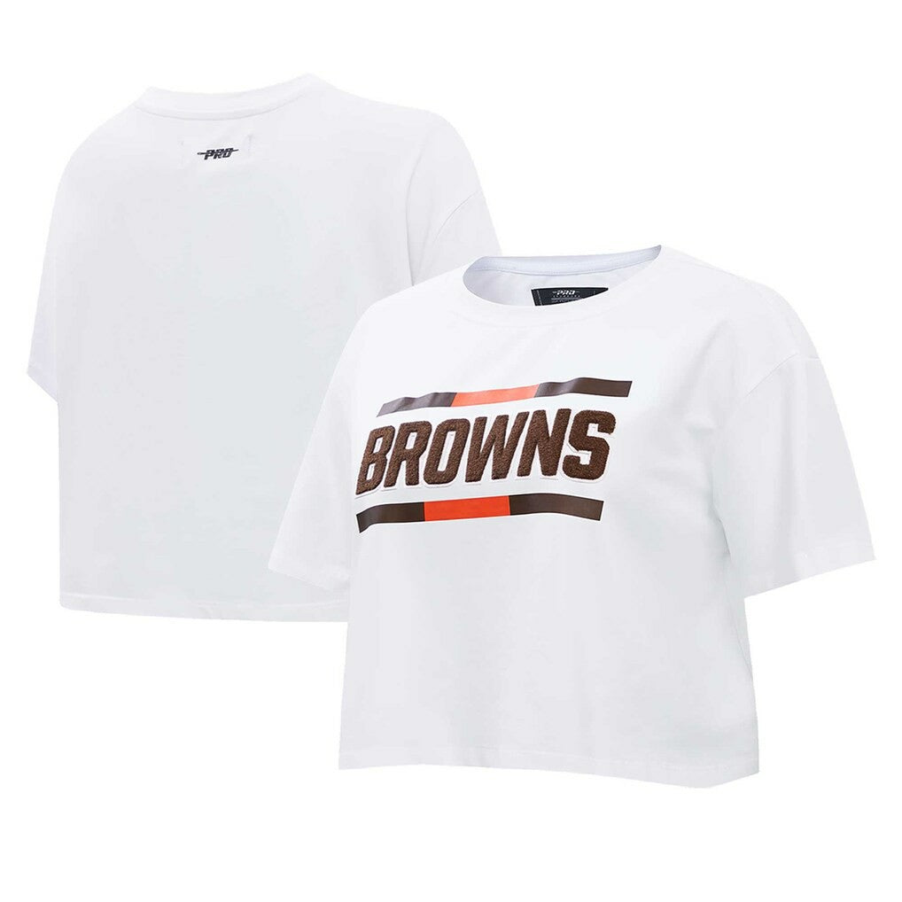 Cleveland Browns Pro Standard Women's New Helmet Capsule Cropped T-Shirt - White outlet