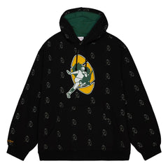 Green Bay Packers Allover Print Fleece Pullover Hoodie - Black discount