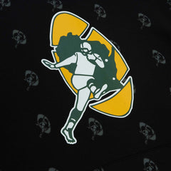 Green Bay Packers Allover Print Fleece Pullover Hoodie - Black discount