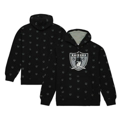 Las Vegas Raiders Allover Print Fleece Pullover Hoodie - Black on sale
