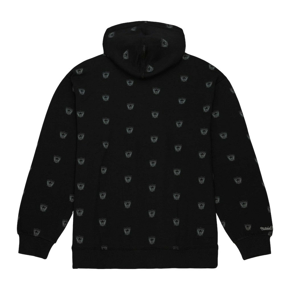 Las Vegas Raiders Allover Print Fleece Pullover Hoodie - Black on sale