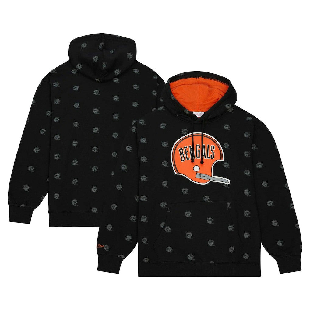 Cincinnati Bengals Allover Print Fleece Pullover Hoodie - Black for sale
