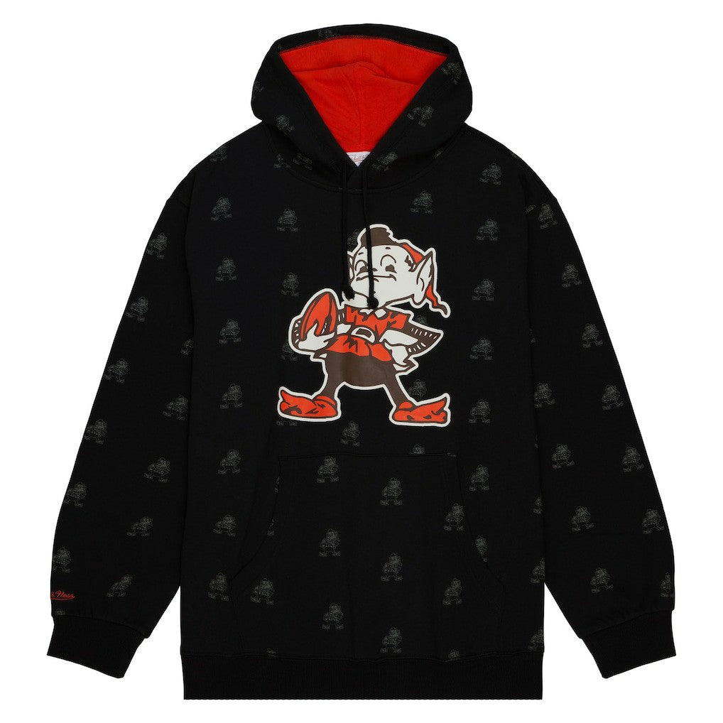 Cleveland Browns Allover Print Fleece Pullover Hoodie - Black sale