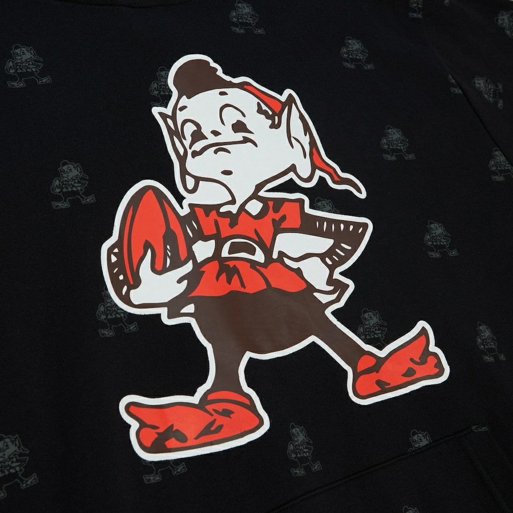 Cleveland Browns Allover Print Fleece Pullover Hoodie - Black sale