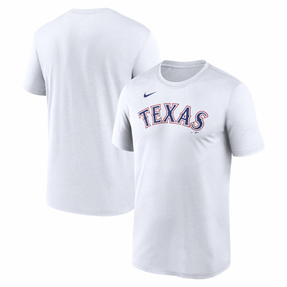 Texas Rangers New Legend Wordmark Dri-FIT T-Shirt White