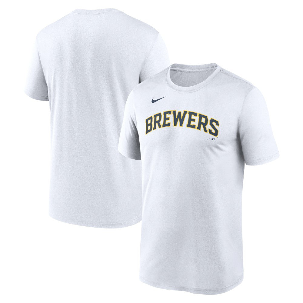Milwaukee Brewers New Legend Wordmark Dri-FIT T-Shirt White