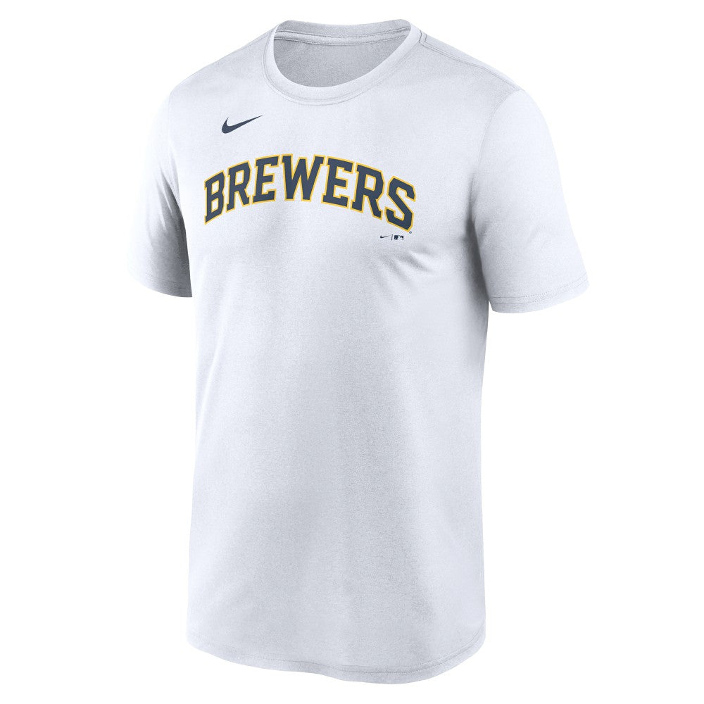 Milwaukee Brewers New Legend Wordmark Dri-FIT T-Shirt White