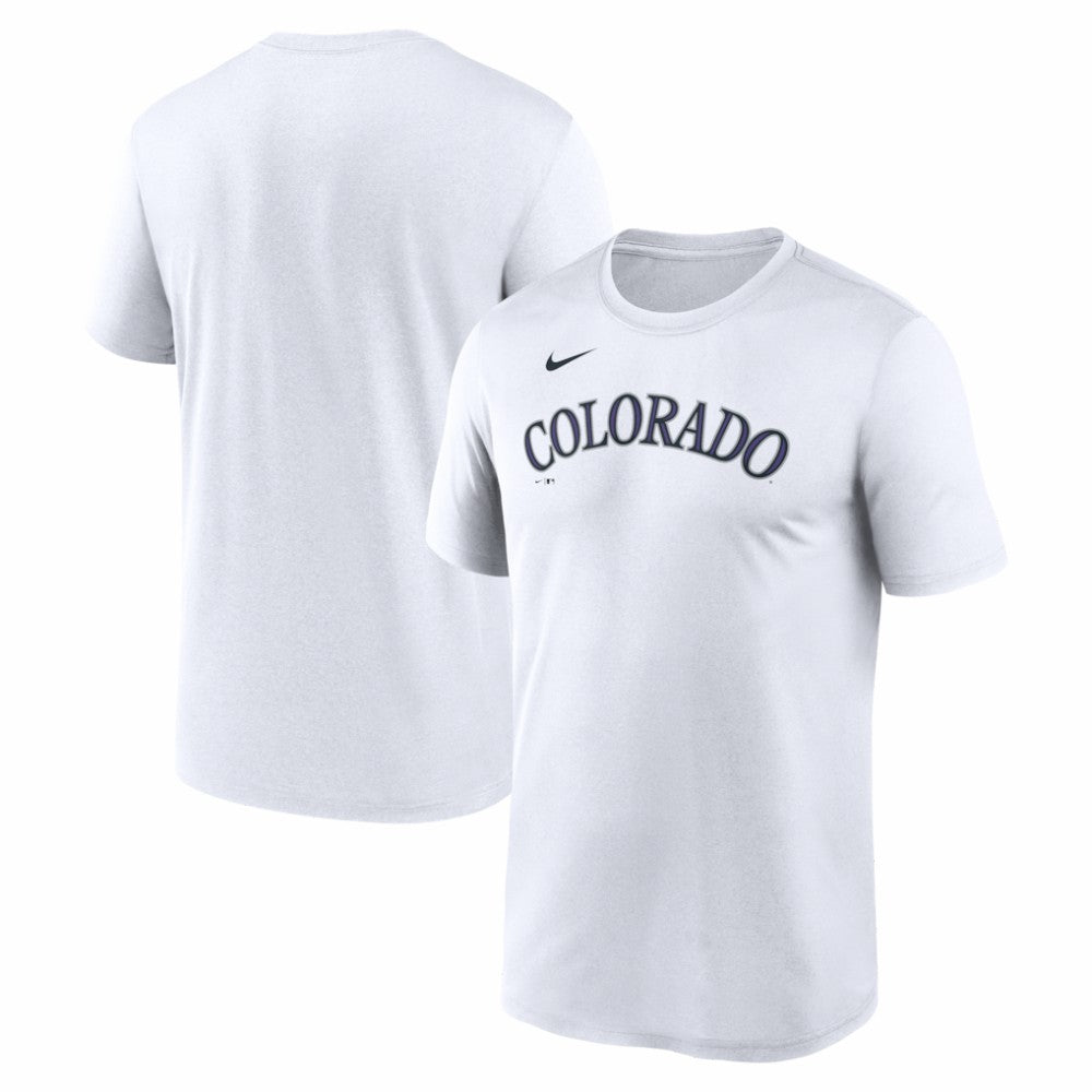 Colorado Rockies New Legend Wordmark Dri-FIT T-Shirt White