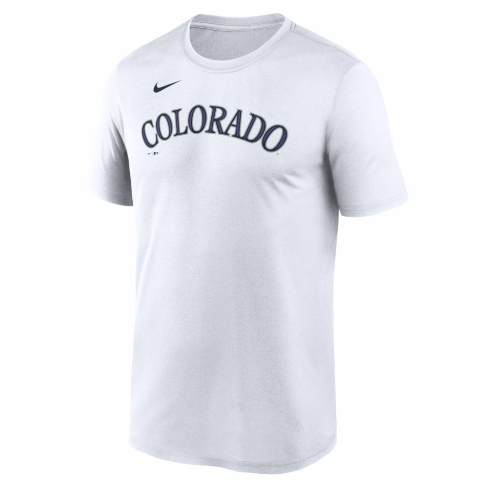 Colorado Rockies New Legend Wordmark Dri-FIT T-Shirt White