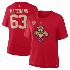 Brad Marchand Florida Panthers Fanatics Women's 2026 NHL Winter Classic Authentic Stack Name & Number T-Shirt - Red T-shirts