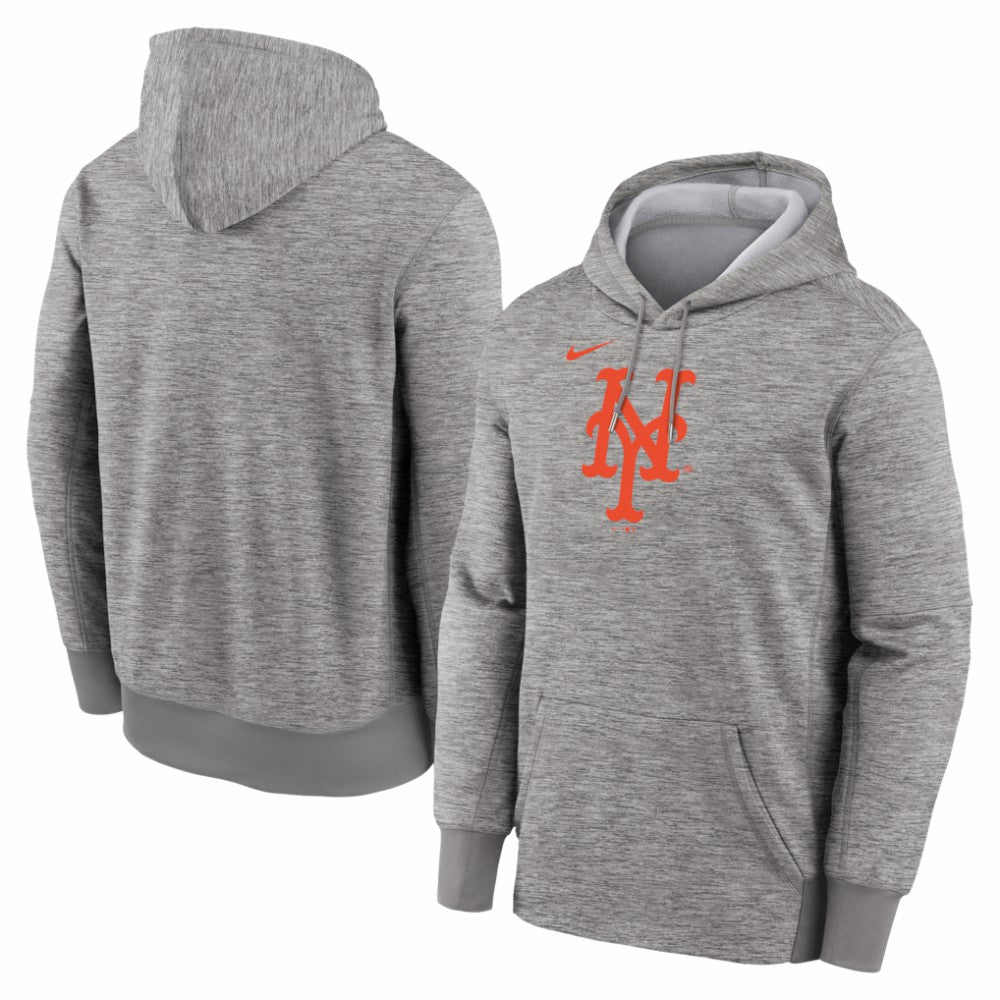 New York Mets Primary Logo Therma Hoodie Heather Gray