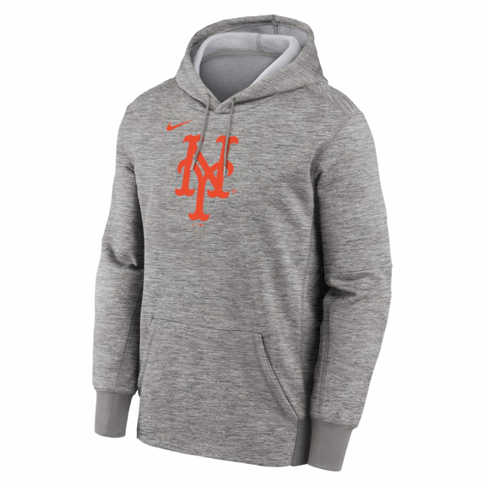 New York Mets Primary Logo Therma Hoodie Heather Gray