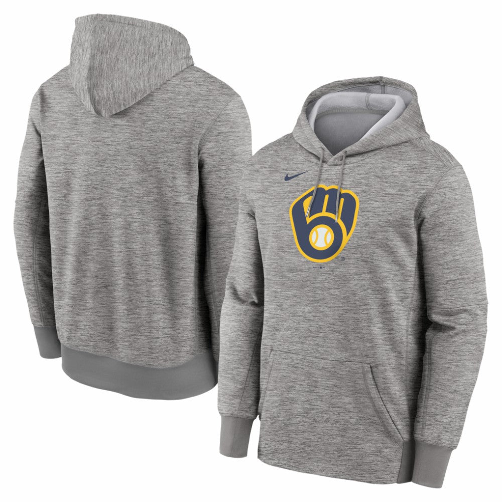 Milwaukee Brewers Primary Logo Therma Hoodie Heather Gray