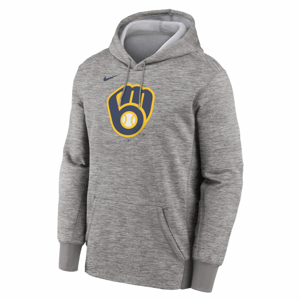 Milwaukee Brewers Primary Logo Therma Hoodie Heather Gray