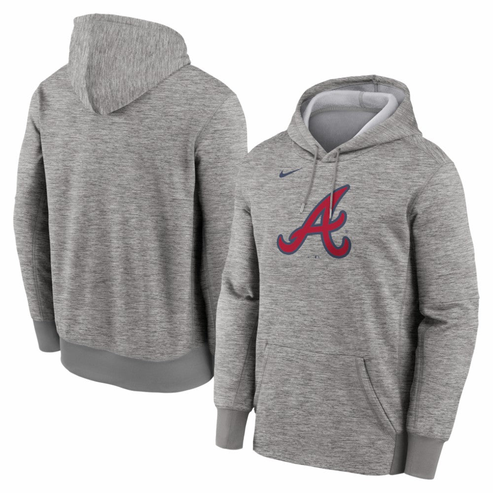 Atlanta Braves Primary Logo Therma Hoodie Heather Gray