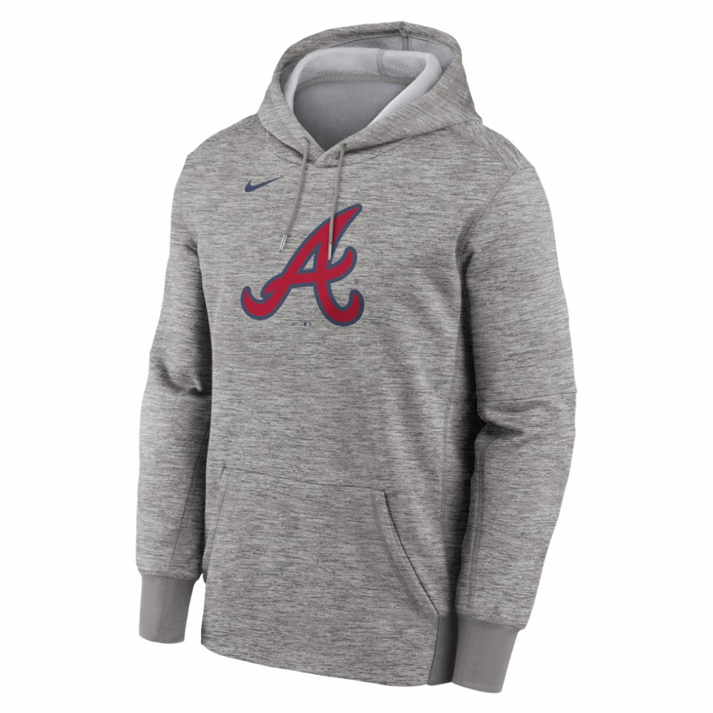Atlanta Braves Primary Logo Therma Hoodie Heather Gray