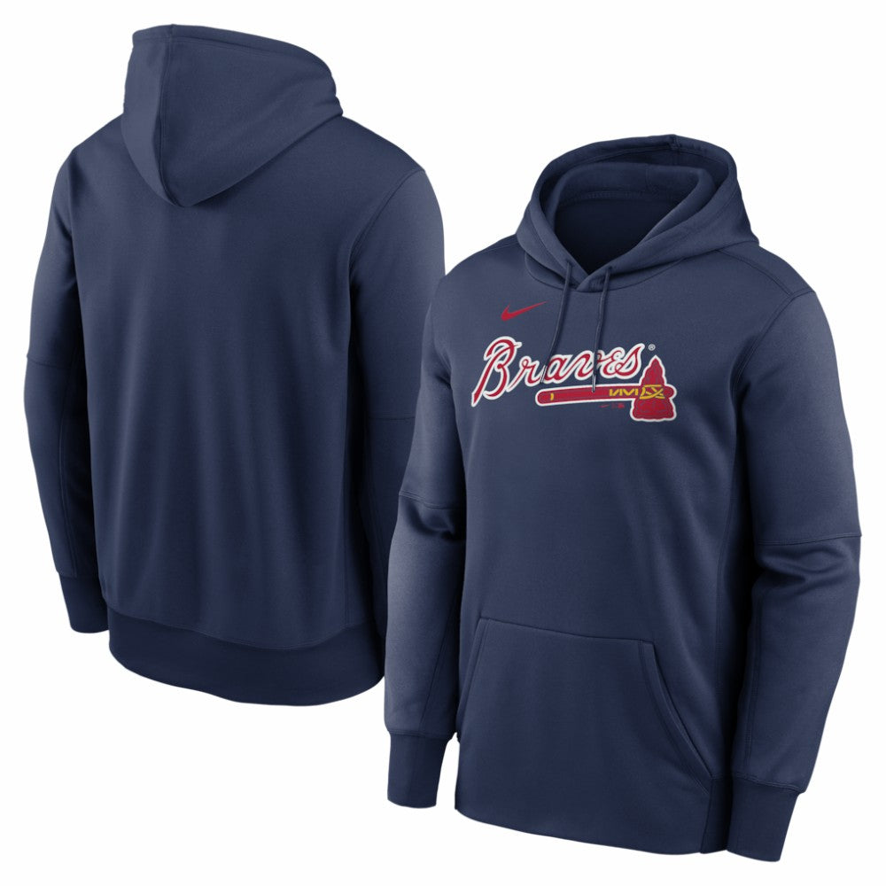 Atlanta Braves Primary Wordmark Therma Hoodie Navy