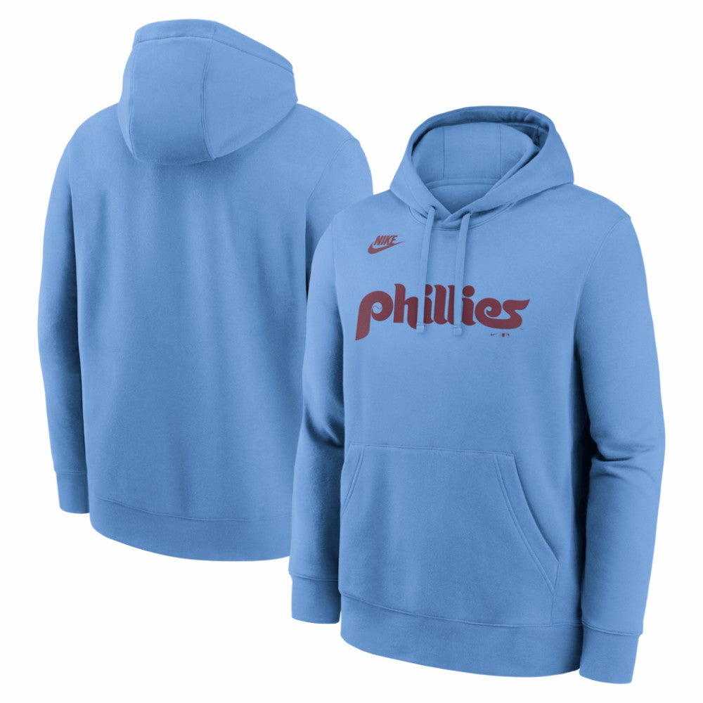 Philadelphia Phillies Cooperstown Collection Wordmark Club Hoodie Light Blue