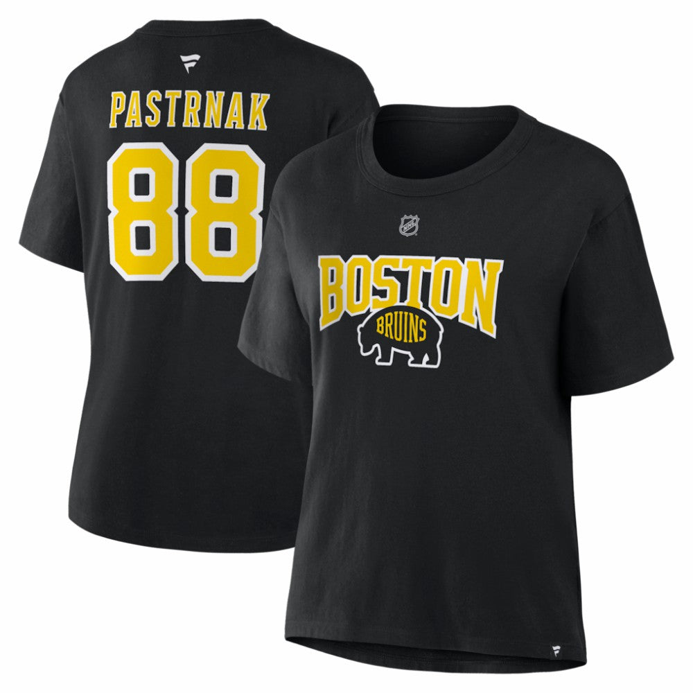 David Pastrnak Boston Bruins Fanatics Women's 2026 NHL Stadium Series Authentic Stack Name & Number T-Shirt - Black T-shirts