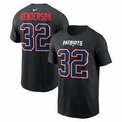 TreVeyon Henderson New England Patriots Carbon Name & Number T-Shirt - Black sale