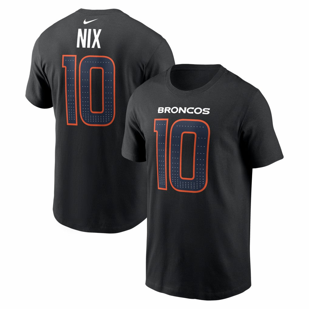 Bo Nix Denver Broncos Carbon Name & Number T-Shirt - Black discount