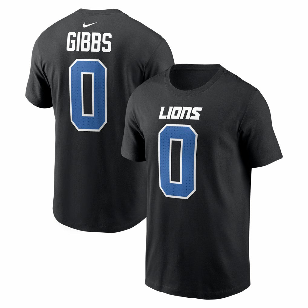 Jahmyr Gibbs Detroit Lions Carbon Name & Number T-Shirt - Black for sale