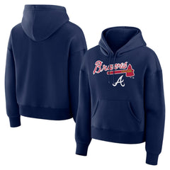 Atlanta Braves Women's Lockup Legacy Fleece Hoodie Navy