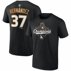 Teoscar Hernández Los Angeles Dodgers 2025 World Series Champions Name & Number T-Shirt Black