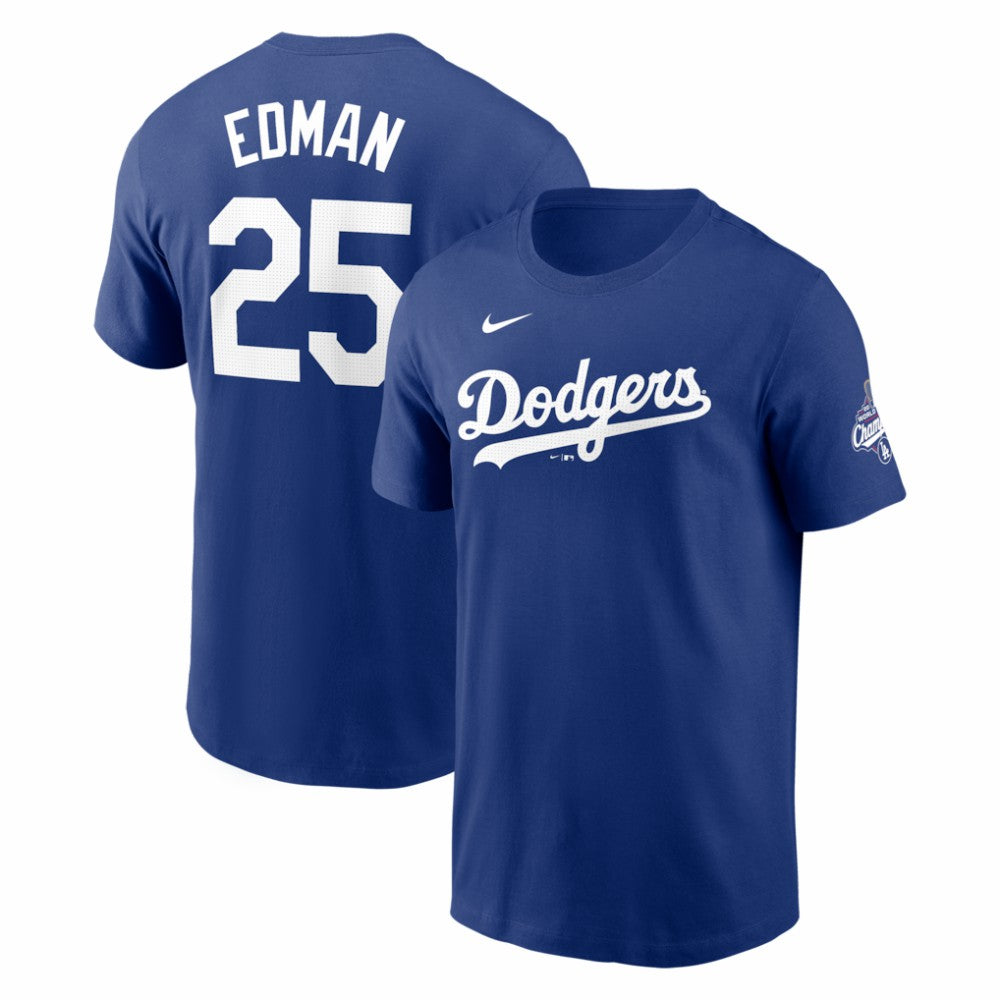 Tommy Edman Los Angeles Dodgers 2025 World Series Champions Name & Number T-Shirt Royal