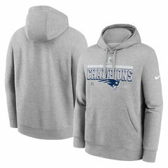 New England Patriots 2025 AFC Champions Locker Room Trophy Collection Hoodie - Heather Gray discount
