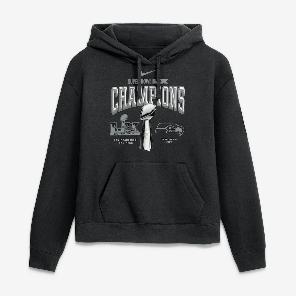 Seattle Seahawks Women's Super Bowl LX Champions Locker Room Trophy Collection Hoodie - Black on sale