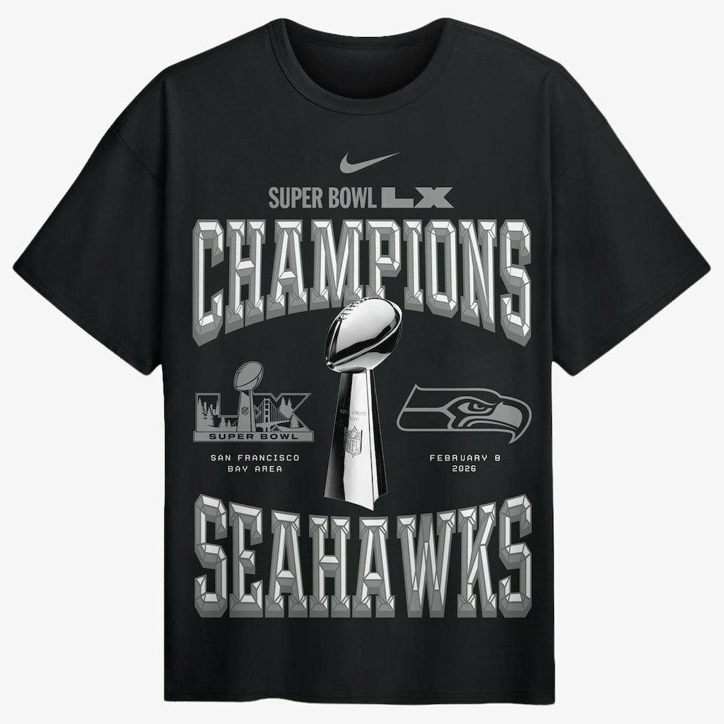 Seattle Seahawks Super Bowl LX Champions Locker Room Trophy Collection Authentic T-Shirt - Black outlet